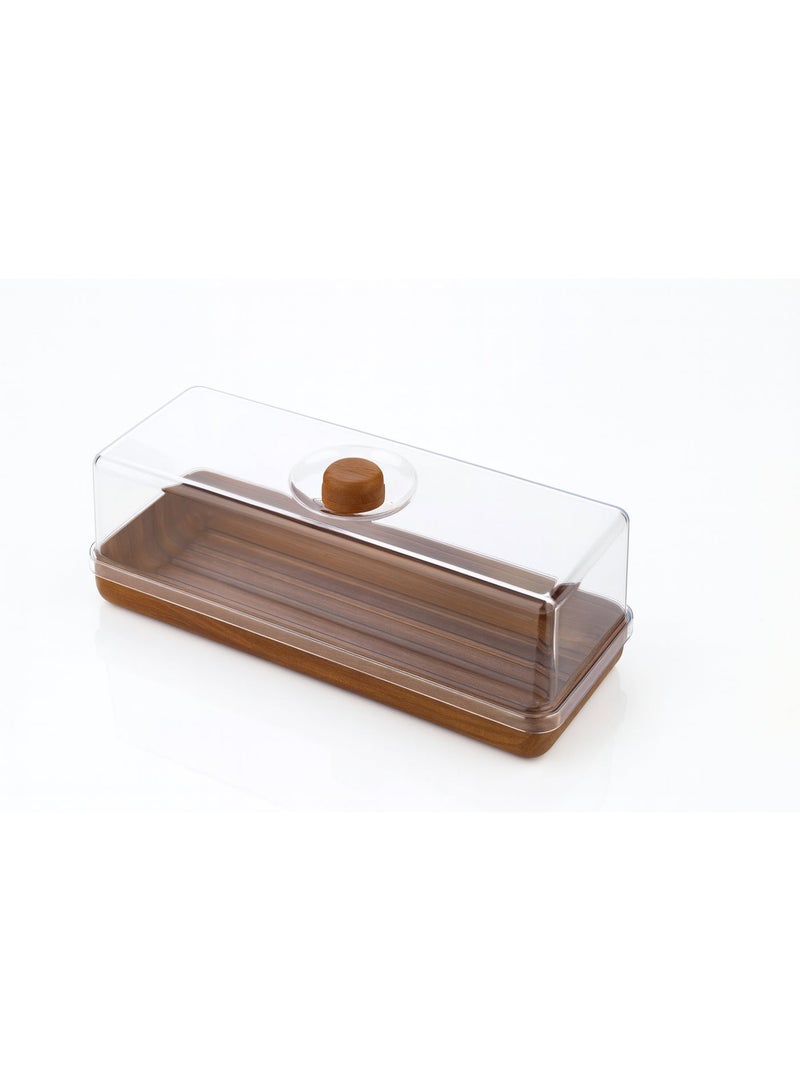 Rectangular Plastic Cake Plate with Clear Lid - Image 1
